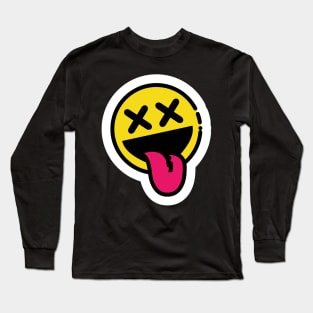 Stoned Smiley Face // Line Art Sticker Long Sleeve T-Shirt